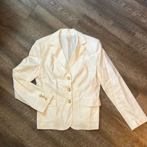 Apt. 9 Women’s Size 12 Off White Linen Blend Stretch Blazer Jacket - Picture 2 of 8